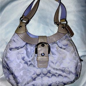 COACH F15514 SOHO SIGNATURE PLEATED LYNN HOBO LAVENDER PURSE